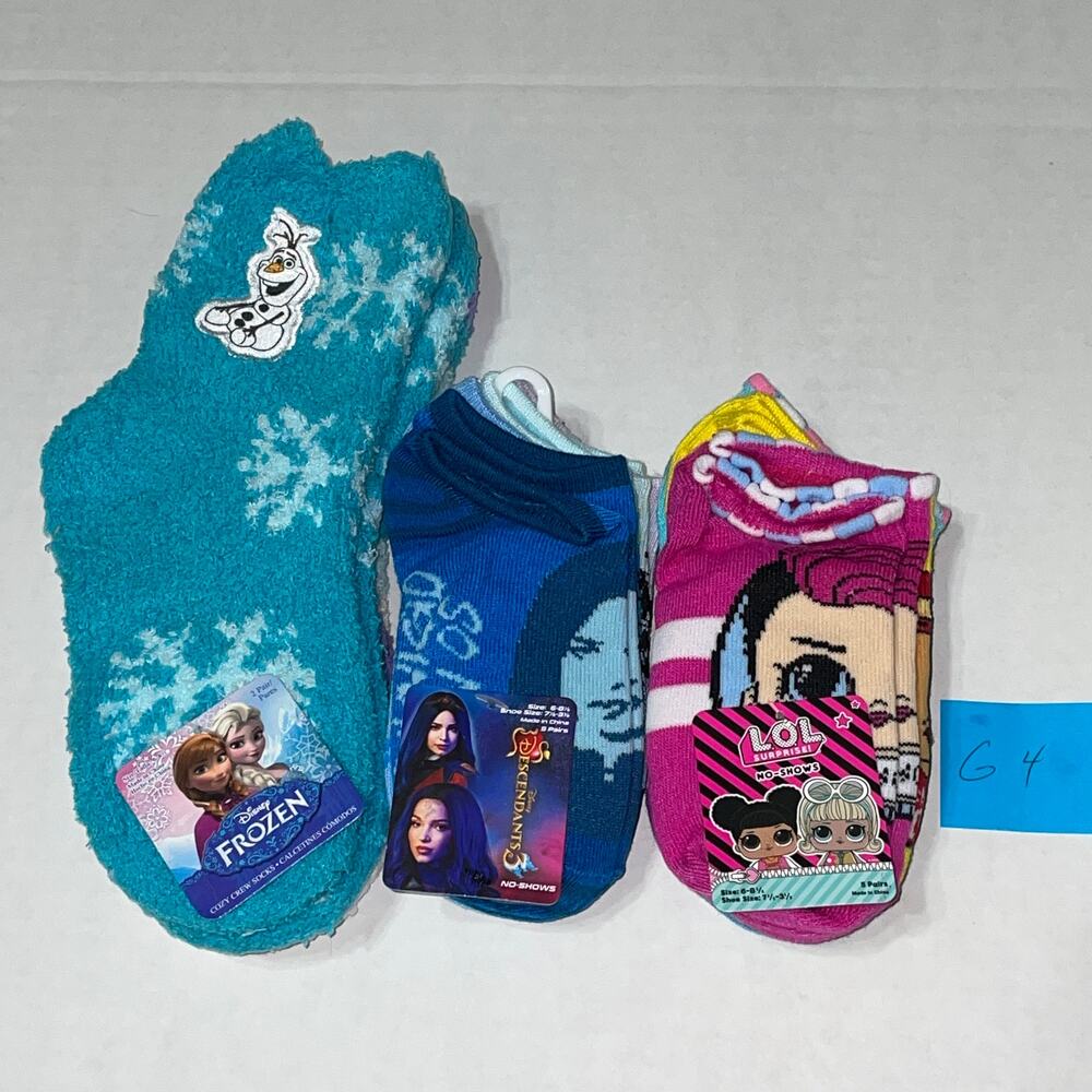 12 PAIRS TODDLER SOCKS FROZEN DESCENDANTS LOL SURPRISE SZ 6-8 NEW